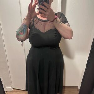 Chic Black Midi Dress with Sheer Detail